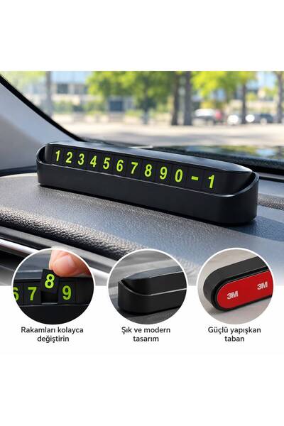YAKUT prime Araç İçi Park Numaratörü -Telefon Numarası Kartı, Kompakt Tasarım...