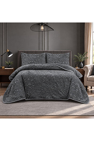 ALA RUGS Mbos set Çift Kişilik Yatak Örtüsü ve Battaniye Seti Desenli
