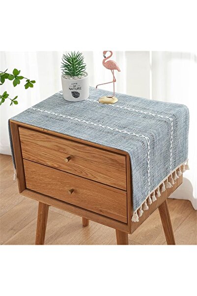 GENERAL Utobanh Simple Bedside Table Tassel Cover Cloth, Tablecloth Cover Tow...