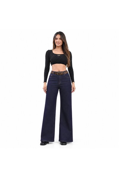 MISS GOOD Angel Shopping Γυναικείο Τζιν Παντελόνι Ψηλόμεσο Wide Leg με Ζώνη Σ...
