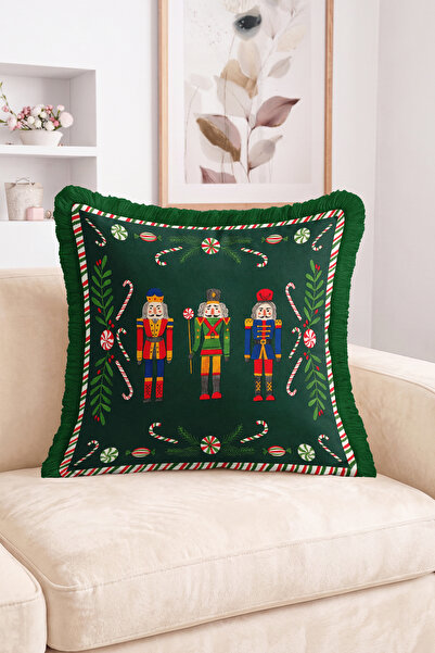Realhomes Christmas Soldiers and Candy Canes Pattern Throw Pillow Cover with ...