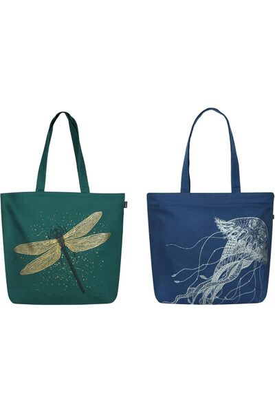 Eco Right Aesthetic Canvas Tote Bag for Women - Large, Reusable, Zippered Tot...