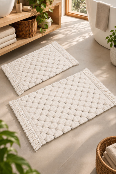 Çeyiz Diyarı Bubble 100% Cotton 2-Piece Bath Mat Set 60X90 cm - 40X60 cm