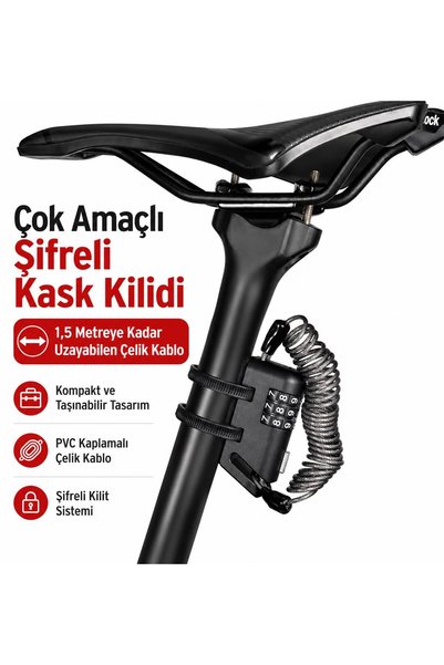 ROCKBROS Çelik Telli Şifreli Kask ve Bisiklet Kilidi