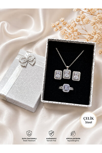 Yüzük küpe kolye set