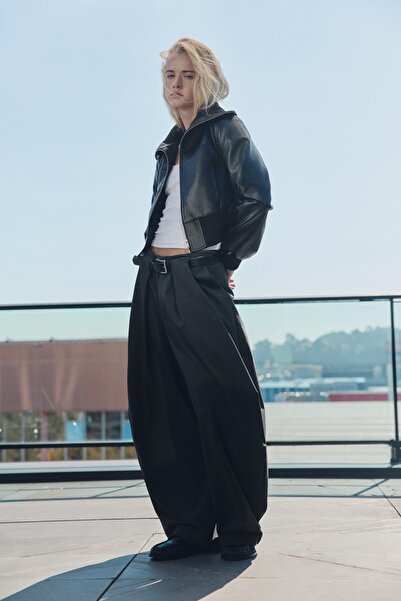 Pull & Bear Pilili kemerli barrel pantolon