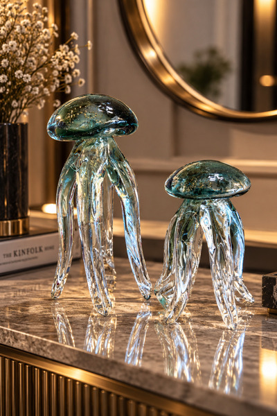 Nova Crystal NOVA MEDUSA El Yapımı Cam Dekoratif Denizanası Aksesuar – 8×17 cm