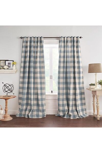 GENERAL ستارة نافذة معتمة من Elrene Home Fashions Grainger Buffalo Check، مقا...