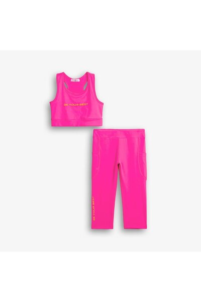 Funky 126-539126-1 Σετ μπλουζάκι και κολάν Dry fit για κορίτσι, φωσφοριζέ ροζ