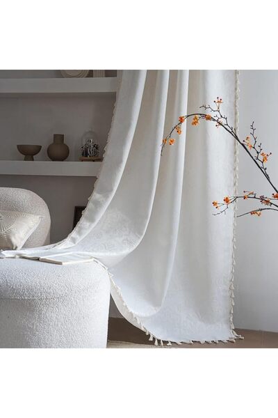GENERAL ستائر بوهو جاكار من ENJOYBRIDAL بطول 63 بوصة، لوحتين، ستائر زرقاء بنق...