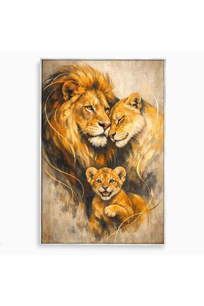 Luxcanva Tablou Canvas Familia De Lei 40x60 cm cu Rama Argintiu Rege Regina A...