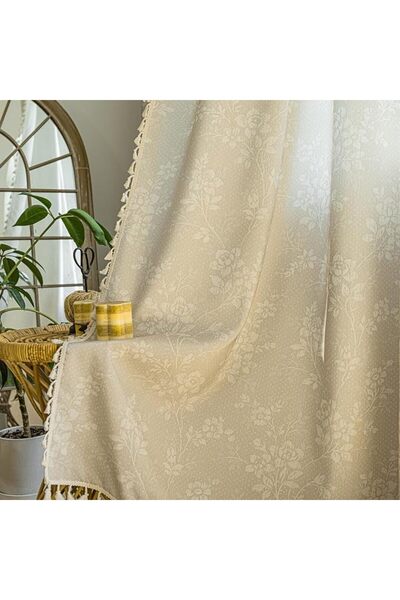 GENERAL ستائر بوهو جاكار من ENJOYBRIDAL بطول 63 بوصة، لوحتين، ستائر زرقاء بنق...