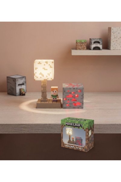 lstri 2 Li Set Küp Minecraft LED Gece Lambası Çocuklar ve Oyuncular İçin Masa Lambası | 5 Aydınlatma Modlu Şarj Edilebilir LED Oyun Gece Minecraft Blok Gece Lambası -LED Lamba Işığı