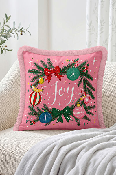 Realhomes Joy Written Christmas Tree and New Year Ornaments Patterned Fringed...