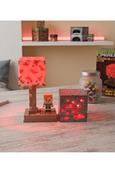 lstri 2 Li Set Küp Minecraft LED Gece Lambası Çocuklar ve Oyuncular İçin Masa Lambası | 5 Aydınlatma Modlu Şarj Edilebilir LED Oyun Gece Minecraft Blok Gece Lambası -LED Lamba Işığı