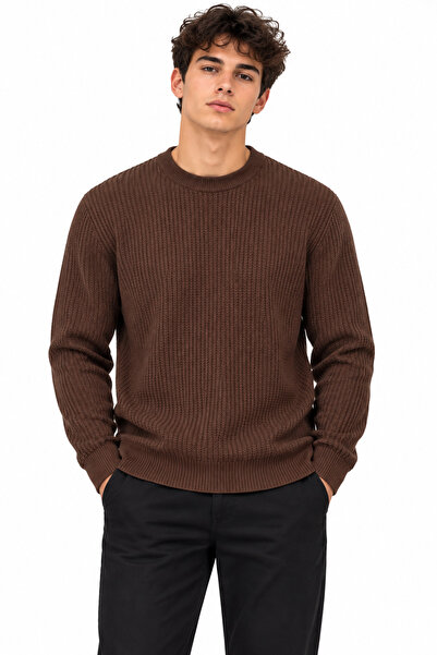 ribana Men's Crew Neck Long Sleeve Knit Sweater B27001
