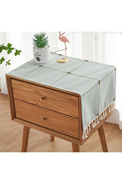 GENERAL Utobanh Simple Bedside Table Tassel Cover Cloth, Tablecloth Cover Tow...