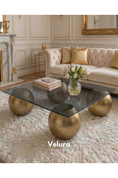 Velura Home & Living Küre Orta Sehpa - Gold - Kare Füme