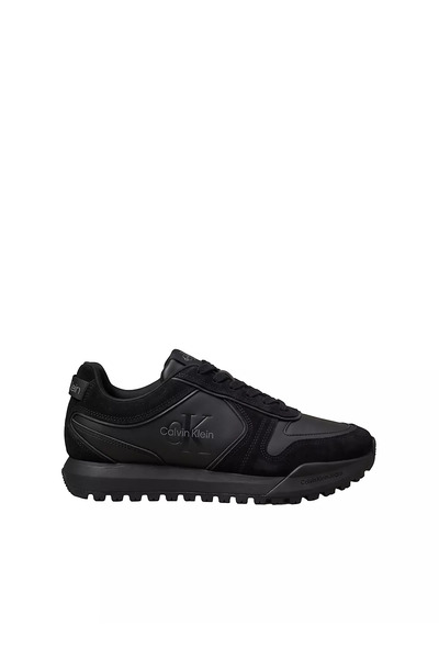 Calvin Klein Erkek Hakiki Deri Süet Detaylı Logolu Siyah Sneaker