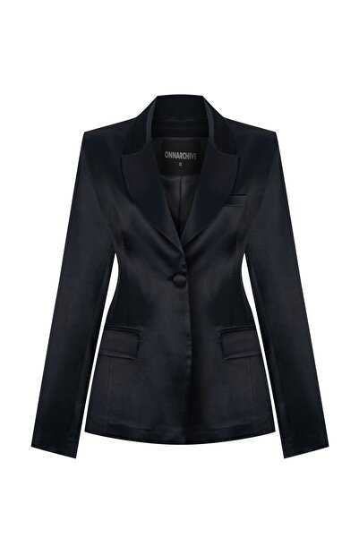 HOURGLASS SATIN BLAZER BLACK