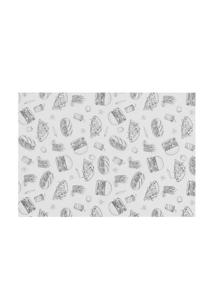 HENDI Hârtie rezistenta la grăsimi, Fast Food Illustration Pattern, 500 pcs.,...
