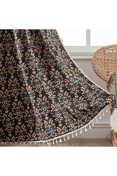 GENERAL ستائر بوهو جاكار من ENJOYBRIDAL بطول 63 بوصة، لوحتين، ستائر زرقاء بنق...