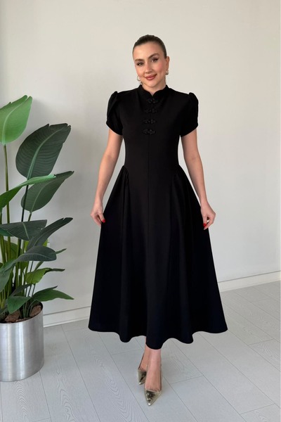 MaziButik فستان صيني من قماش الكريب