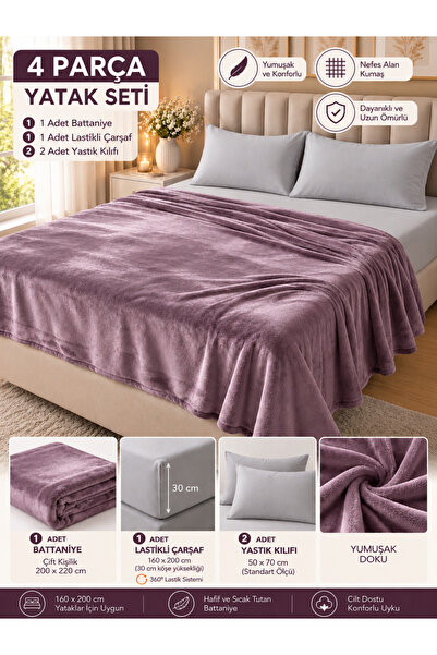 Nilyso Home Σετ Κουβερλί Διπλό Σούπερ Σούπερ Σοφτ 200x220 εκ. – Ελαστικό Σεντ...