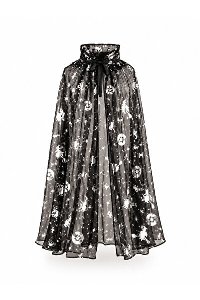 party mix Halloween Cape 120 cm Black with Silver Print Halloween Costume Cape