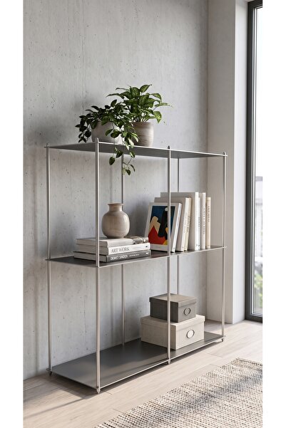 YUKA Design 430 Kalite Paslanmaz Çelik 3 Katlı Demonte Raf 98x40x110 cm