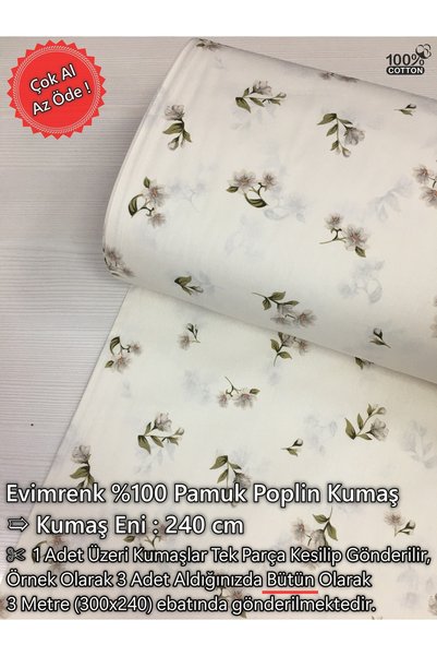 evimrenk Çıtır Çiçek Desenli Poplin Kumaş - Nevresim - Çarşaf - Hobi - Elbise...