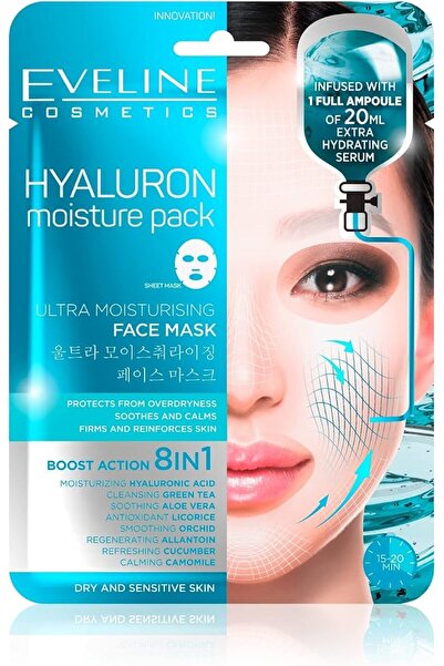 Eveline Cosmetics Hyaluron Moisture Pack Sheet Mask 8 In 1