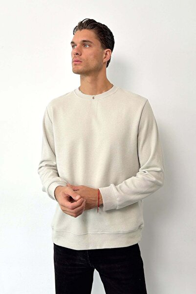 JB John Borners Men's Crew Neck Basic Sweatshirt Stone - 6102