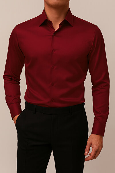 cathe cat Slim Fit Uzun Kollu Kolay Ütülenebilir Ter Konforu Sağlayan Kravatl...
