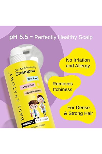Bare Anatomy Bir Anatomi Gentle Cleansing Shampoo for Children Aged 1-12 from Junior, Tear-Free and Hypoallergenic