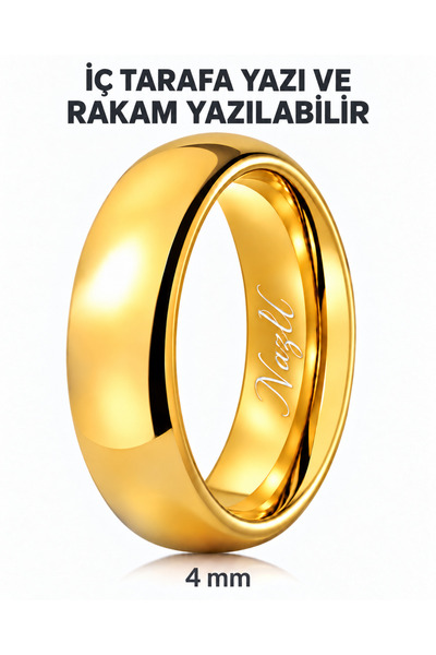 ATÖLYE ALBATROS Alyans Yüzük - Gerçek Altın Kaplama 316 L Kararmaz Çelik Kadı...