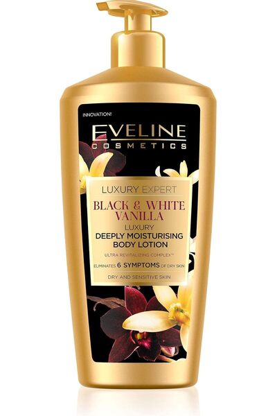Eveline Cosmetics لوشن إيفلين الفاخر للجسم بالفانيليا السوداء والبيضاء للترطي...