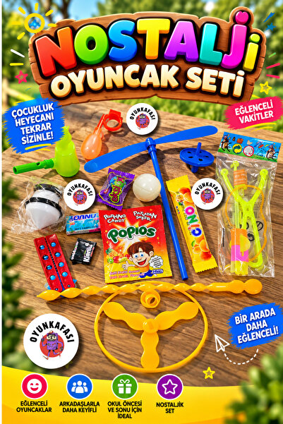 OYUNKAFASI 12 Parça Nostaljik Oyuncak Seti – Sulu Kanarya, Su Yüzüğü, Topaç, ...