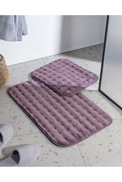 Madame Coco Adenya Sepeti Reflet Bubble 2-Piece Bath Mat - Dark Plum