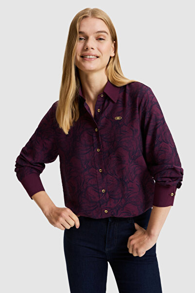 U.S. Polo Assn. Kadın Bordo Uzun Kollu Gömlek 50331577-VR180