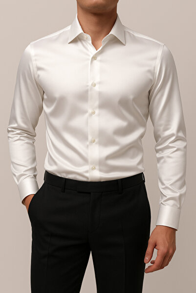 cathe cat Slim Fit Uzun Kollu Kolay Ütülenebilir Ter Konforu Sağlayan Kravatl...