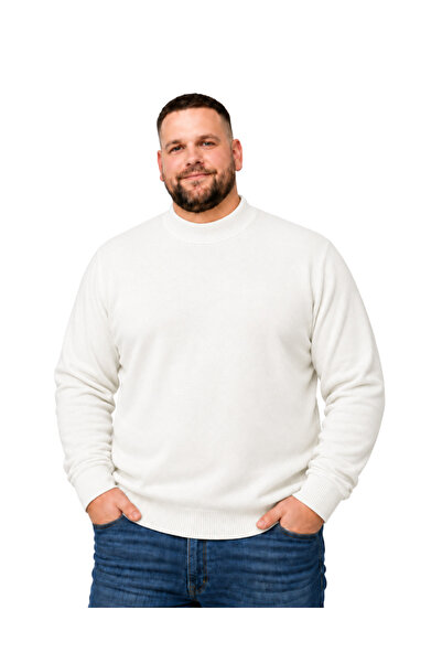 BattalModa سترة رجالية كبيرة الحجم بياقة نصف دائرية XL-2XL-3XL-4XL