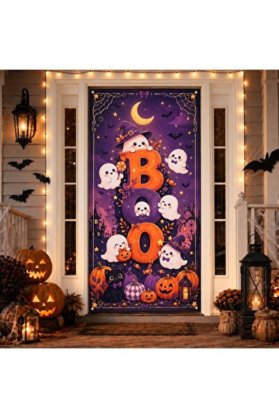 PROMISEBACKDROP2 Decor de ușă din material textil cu tematică de Halloween, c...