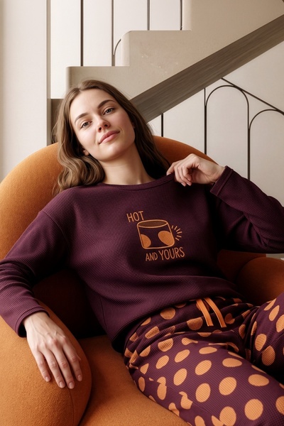 nisaNCa Premium Soft Waffle Women's Pajama Set – Soft Textured Warm Winter Long Sleeve Pajamas