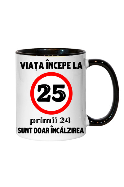 INOVATIX Personalized Can - Η ζωή ξεκινά στα 25, μαύρο, 330 ml