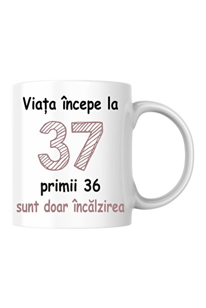 INOVATIX Personalized Can - Life Begins at 37, v2, λευκό, 330 ml
