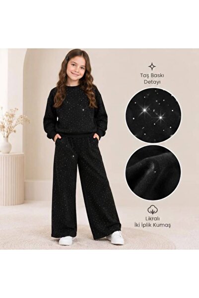 Lmn Lycra 2-Strip Stone Print Detail Girls' Set