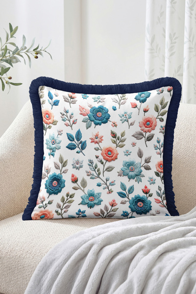Realhomes Colorful Floral and Leaf Pattern Decorative Living Room Fringed-Tas...