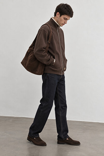 Manche Men's Sweatshirt Jacket with Stand Collar and Zipper |