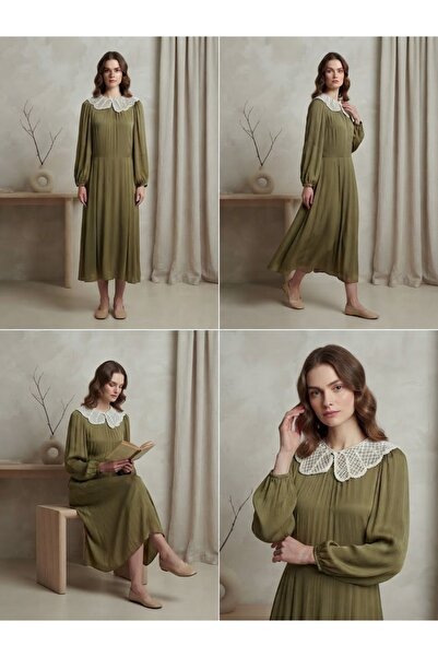 modayaselam Baby Collar Stone Detailed Evening Dress